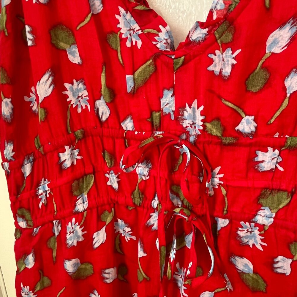 J. Crew Palermo Dress in Ramie Red Floral Size 2x - Picture 3 of 12